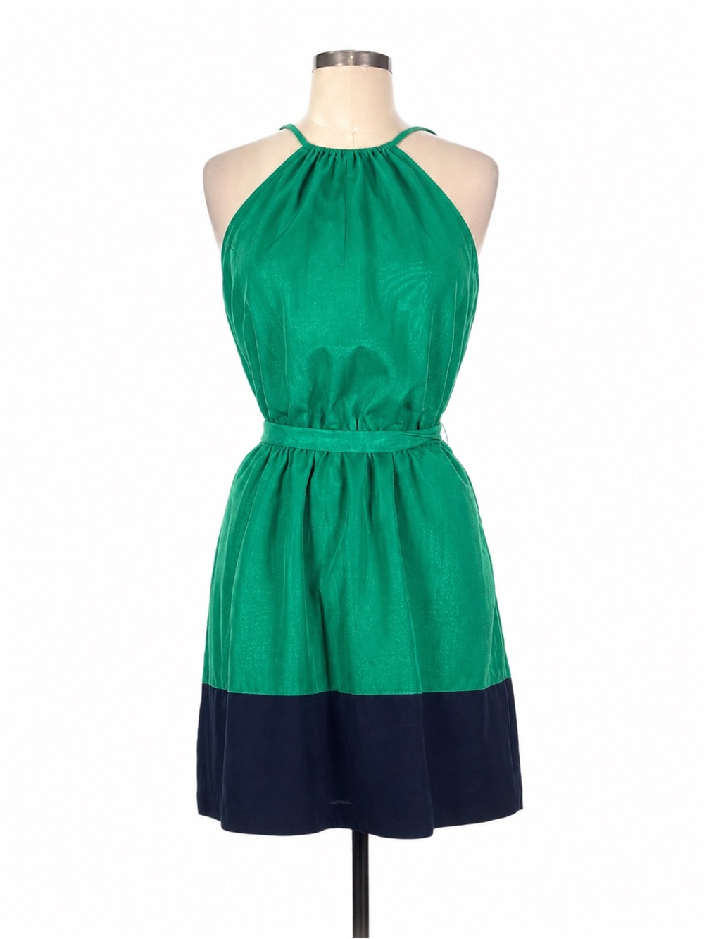 Y2K Express Green Halter Cocktail Dress | Emerald & Black Colorblock Mini Dress